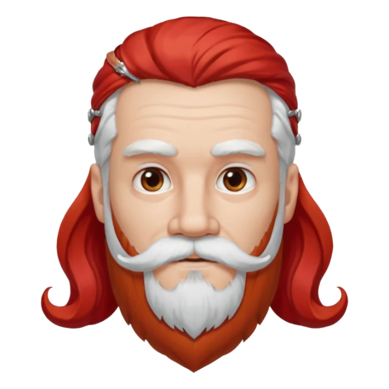 very white bearded and white mustached, red long haired, wearing ear accessories sticker