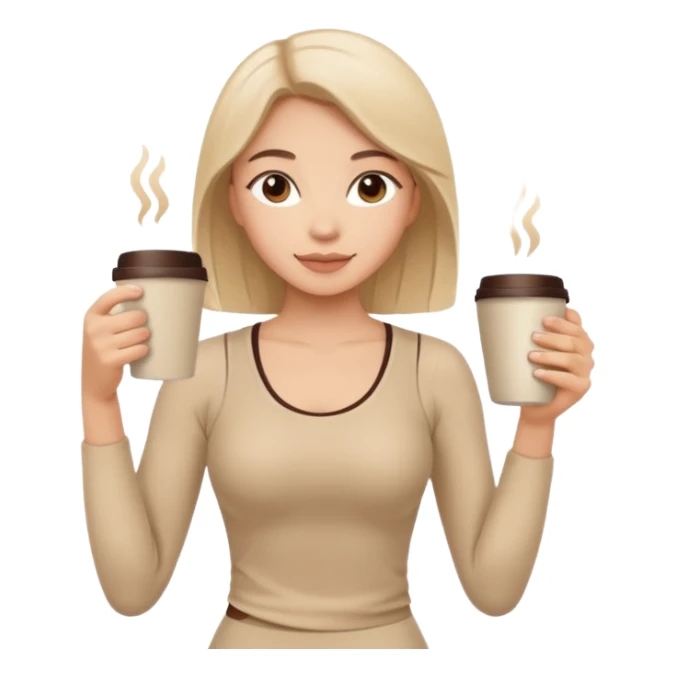 Girl in beige Pilates style holding coffee in her hands sticker
