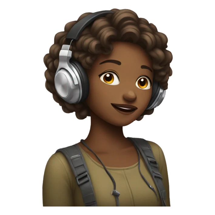 cute girl listening to music sticker