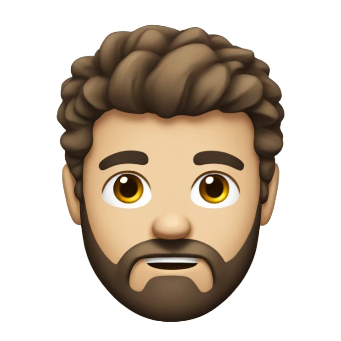 man head, angry eyebrows, scruffy brown hair, beard sticker