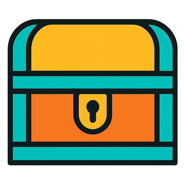 a chest, color outline icon style sticker