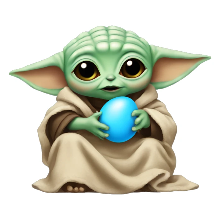 Baby yoda eating blue eggs sticker
