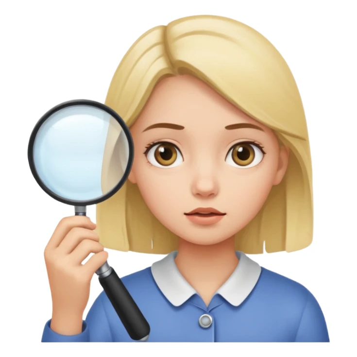 Girl lookinh throug  magnifier sticker