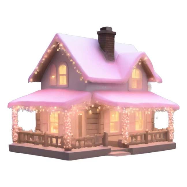 cottage with pretty light pink Christmas lights  sticker