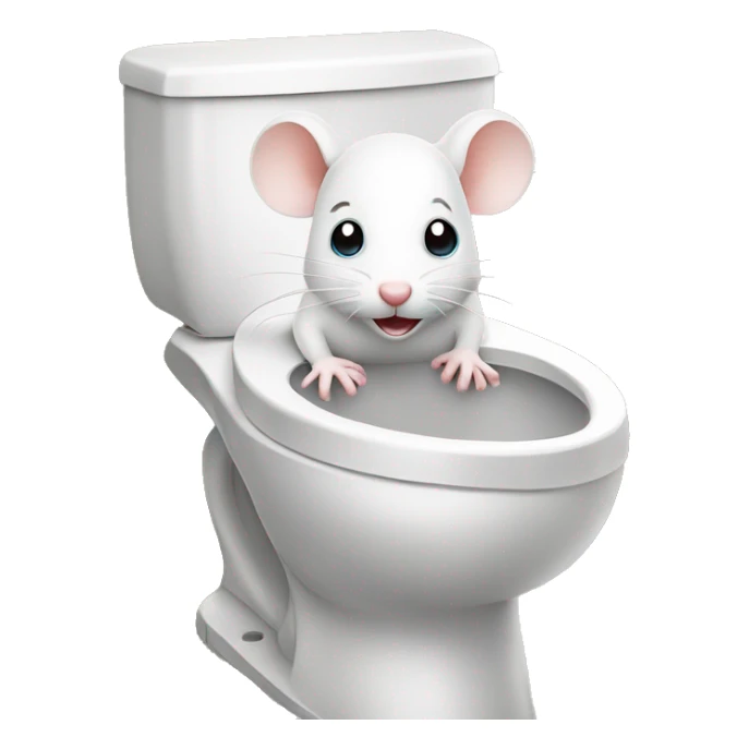 Cute white mouse sitting on open toilet  sticker