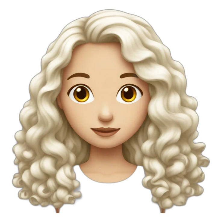 Fille blanche avec de long cheveux bouclés bruns  sticker