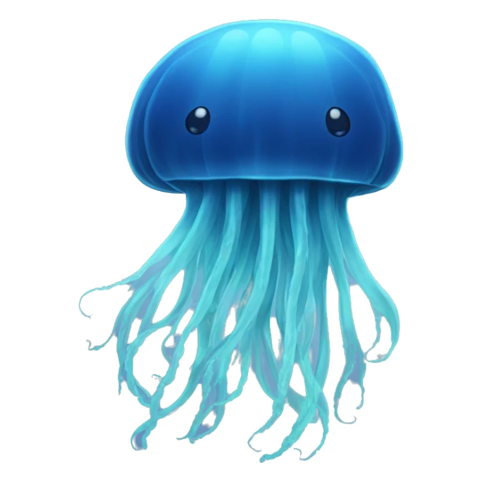 Jellyfish with no face and long tentacles blue sticker