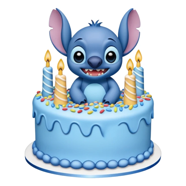 Birthday cake with stitch on top sticker