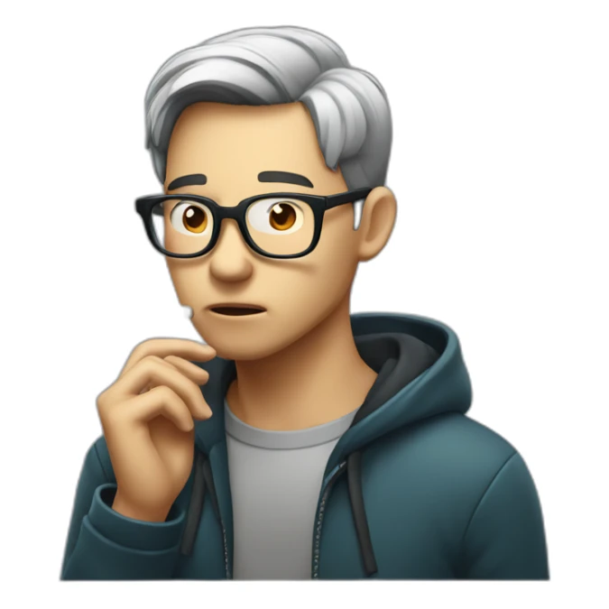 HongKong guy glasses worry face smoking sticker