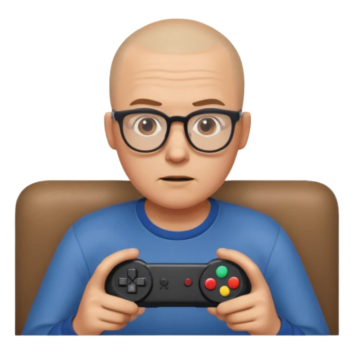 Homme qui joue à la console avec des lunettes et crâne raser sticker