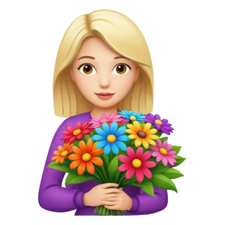 blonde woman with big bouquet of flowers sticker