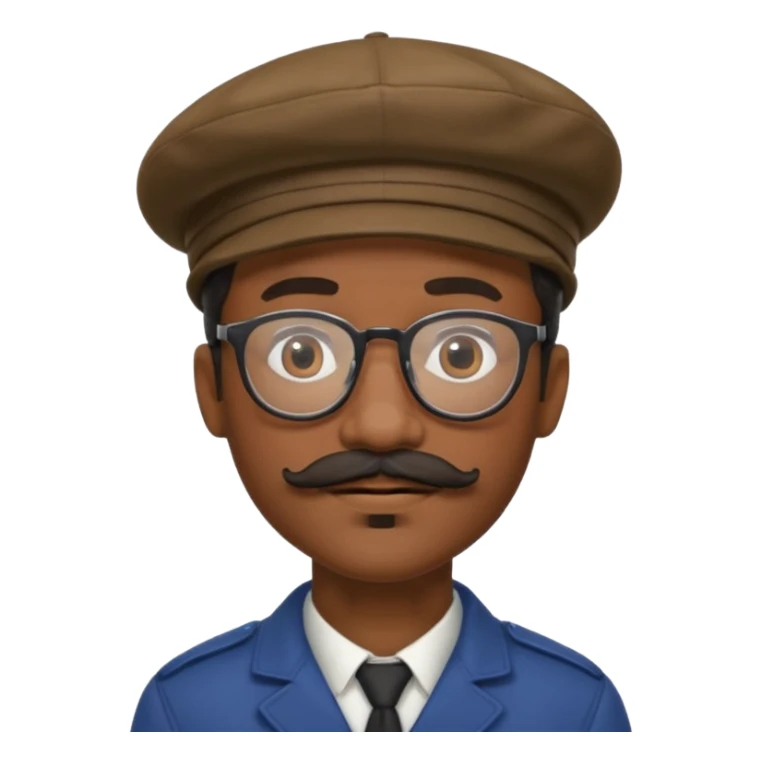 A black man with a mustache, wearing glasses, and a beret tilted to the right. sticker