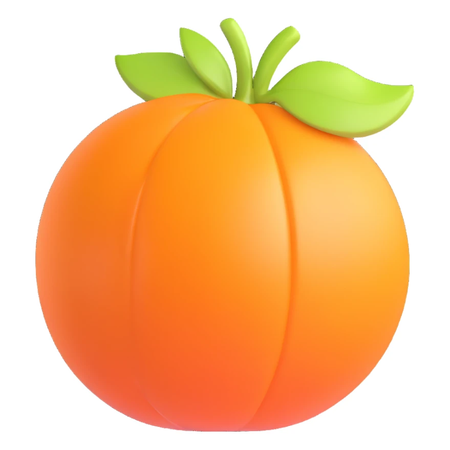 simple orange fruit, 3D, ultra-smooth, shiny, no text sticker