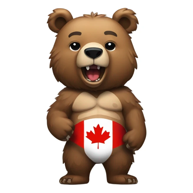 Grizzly bear with Canadian flag tatoos sticker