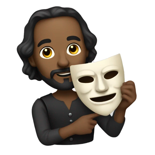 William Shakespeare holding a theater mask in his hand sticker