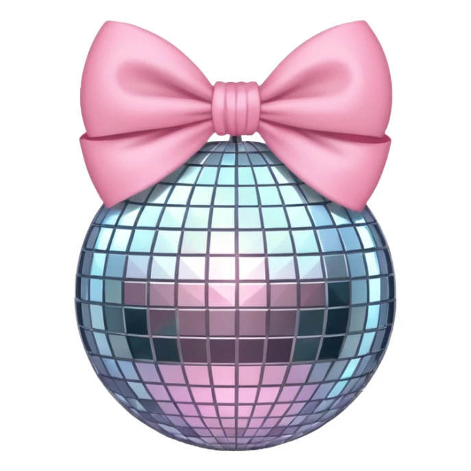 Disco ball with baby pink bow sticker