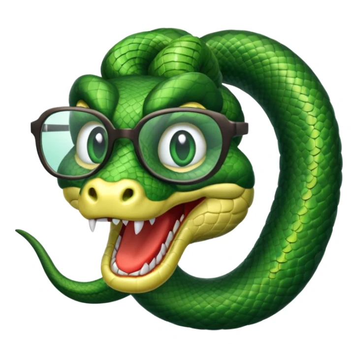 Snake wearing nerdy glasses with buck tooth sticker