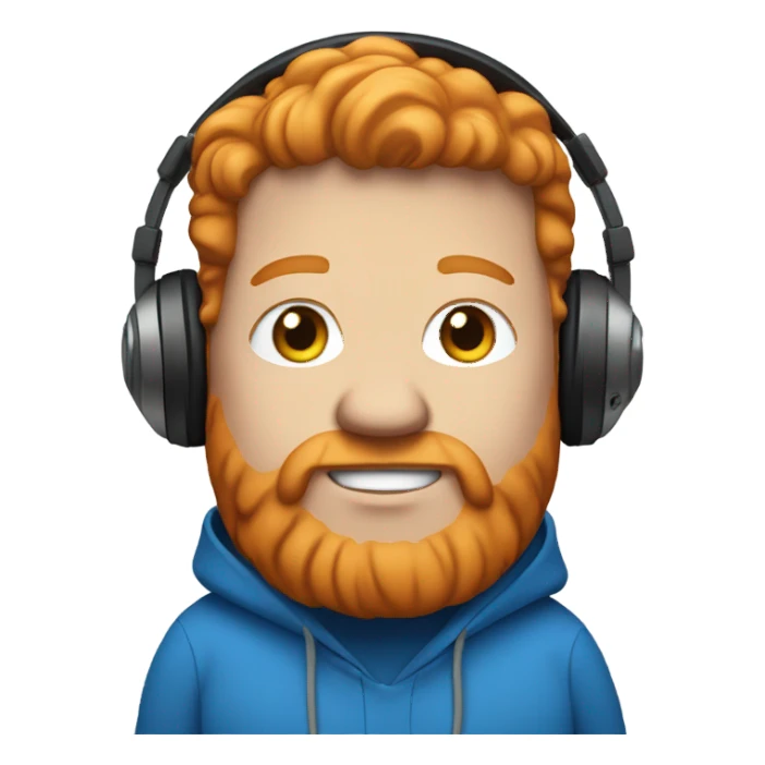 Fat ginger man in blue hoodie with headphones on sticker