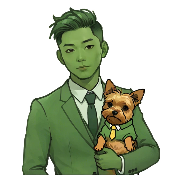 Hot Korean man and yorkie sticker