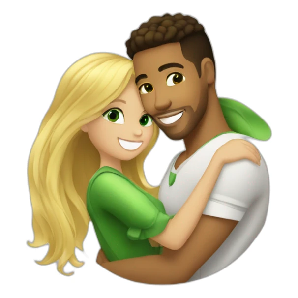 Romeo santos and blond girl green eyes hugging sticker