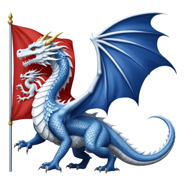 Create a flag with a red background and a white dragon like the red dragon of the welsh flag sticker