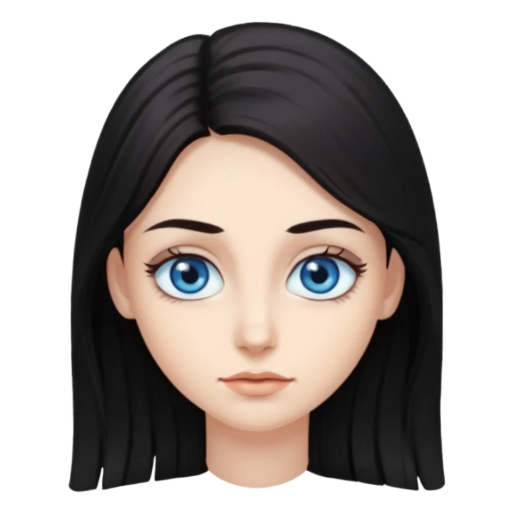 long dark hair with big blue eyes and long dark eyelashes sticker
