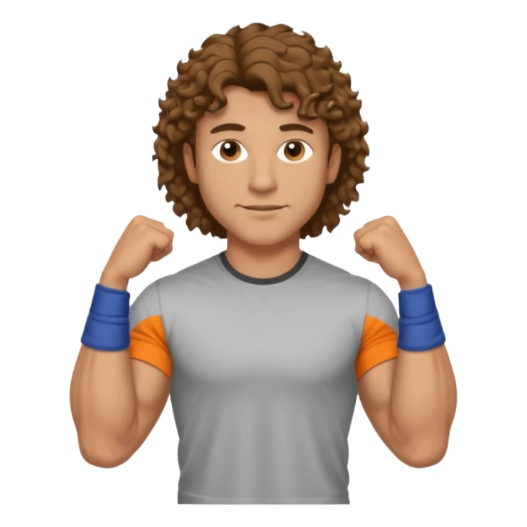 Hot male engineer with curly brown mullet hair and muscles sticker