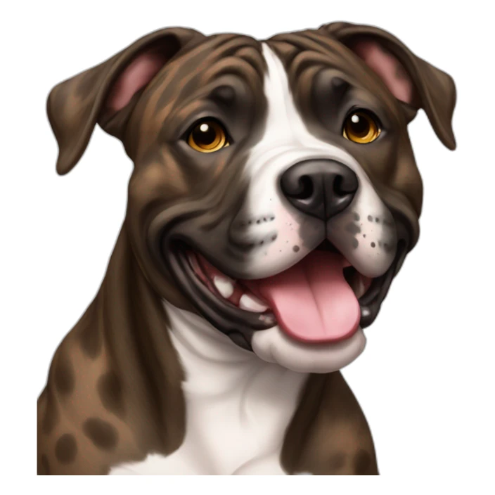 happy brindle Staffordshire with no white sticker