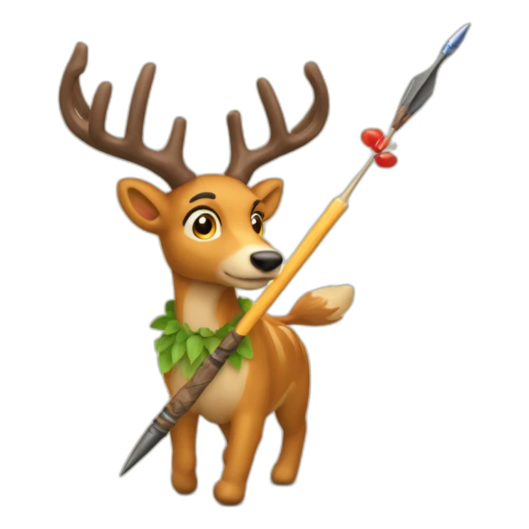 Männliches Reh spielt Dart sticker