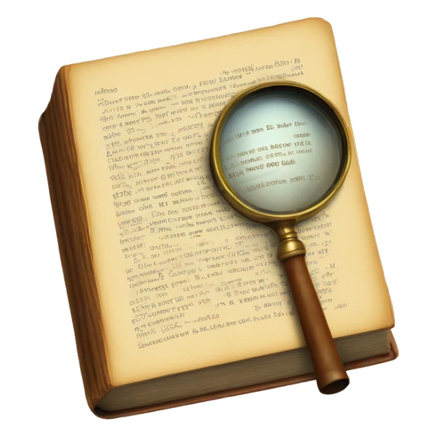 vintage book with magnifying glass sticker