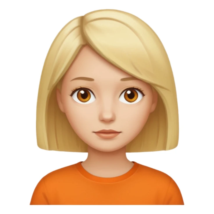 Women with blond hair bob and orange shirt sticker