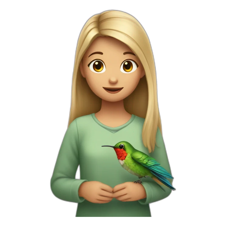 emoji de una niña abrazando un colibrí  sticker