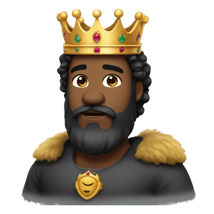 black hair, king wearing crown with beard. 27 years sticker