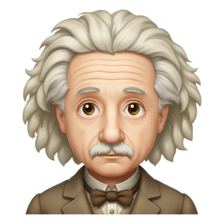 Cinematic Realistic portrait of Albert Einstein, shown as an iconic genius with wild, expressive hair and a gentle, contemplative expression, rendered in detailed period clothing with warm, intellectual lighting sticker