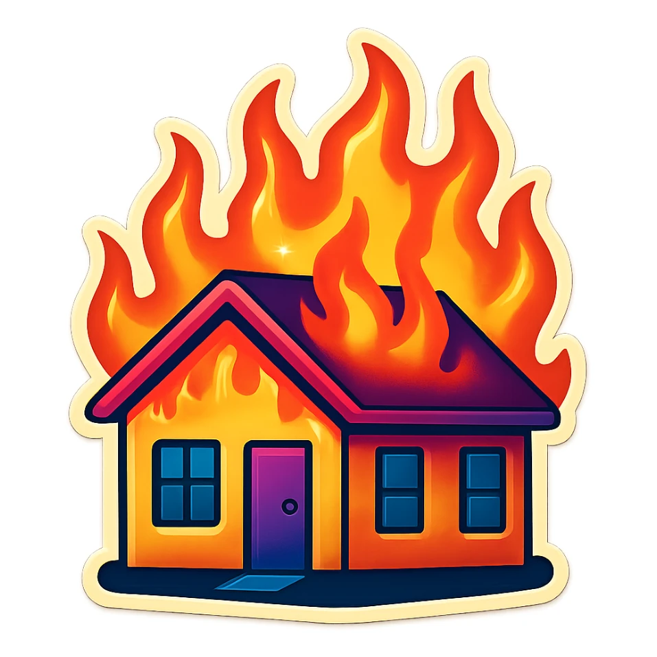 generate australlian house in fire sticker