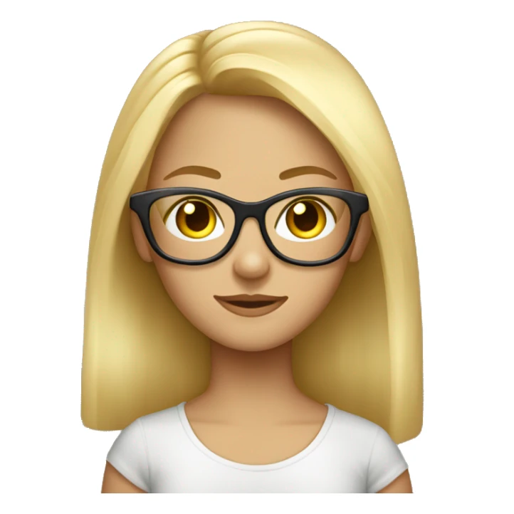 Visage ado13 ans fille blond foncé lunettes transparentes blasée sticker