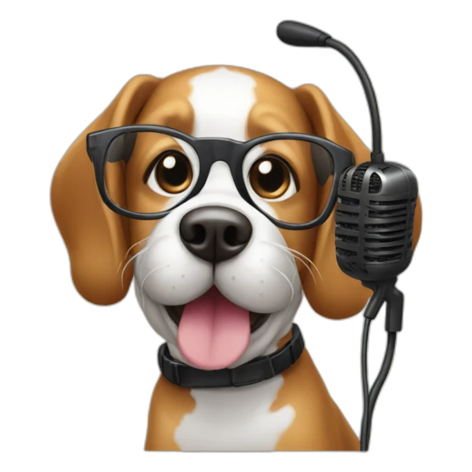 Dog-with-glasses-and-microphone-type-podcast sticker