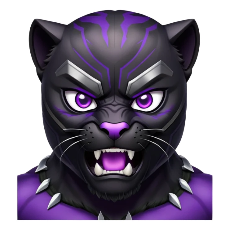 black panther with purple eyes, angry face sticker