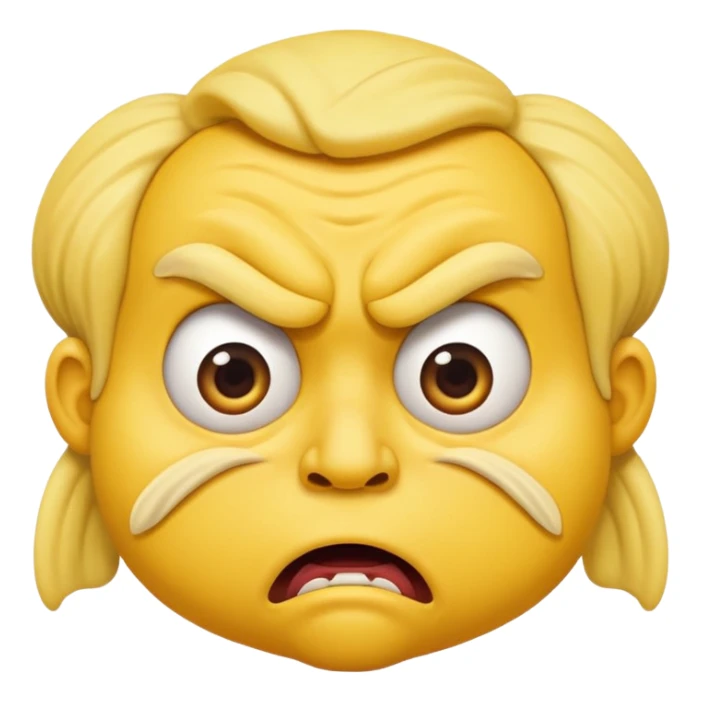 A Classic emoji, yellow character. Extreme disgust/ confusion. One eyebrow raised dramatically, while the other is furled in anger. With a deep sneer on the mouth. sticker