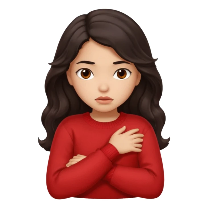 Hispanic girl with long wavy hair crossing her arms and pouting sticker