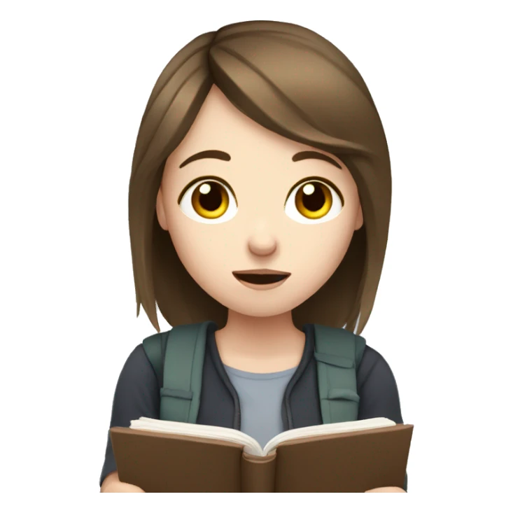 girl with brown hair and pale skin crying and studying sticker