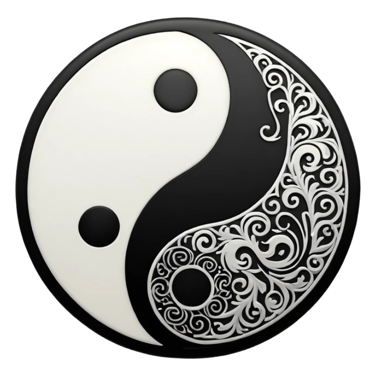 Yin and Yang glowing black and white in 32x32 sticker