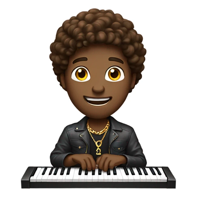 Guy playing keyboard with brown hair wearing a gold chain necklace saying happy birthday it’s my birthday  sticker