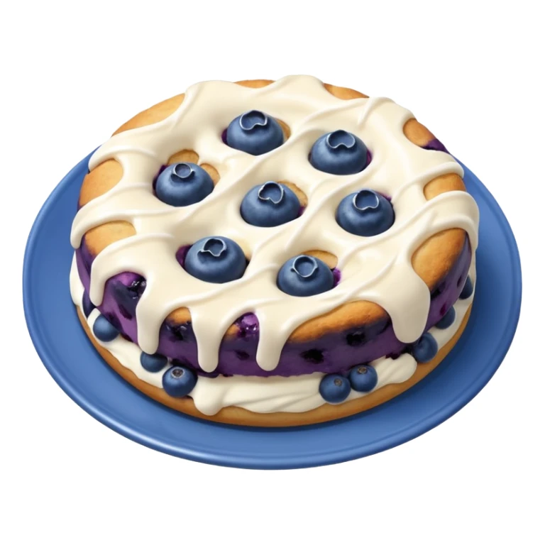plate of 2 blueberry biscuits with white icing swirl on top sticker