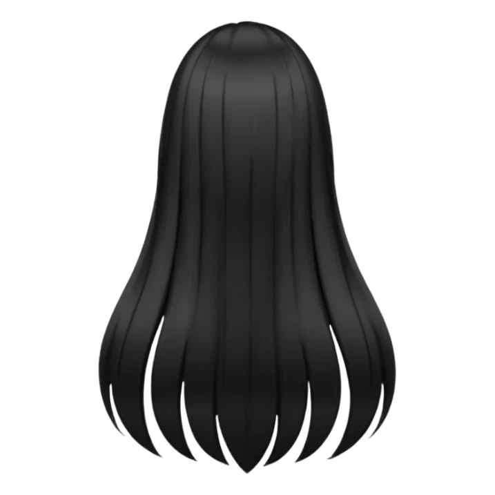 back view of long black hair sticker