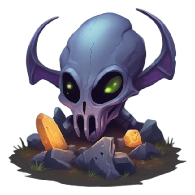 alien graveyard scifi roguelike rpg style inspired by slay the spire digital art sticker