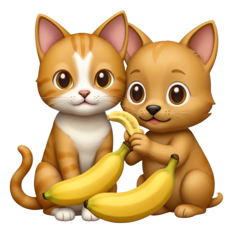 cat petting a dog eating a banana sticker