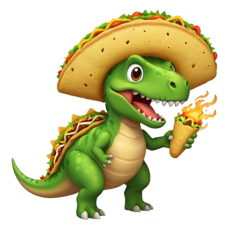 Dinosaur farting out a explosion with a taco in hand  sticker