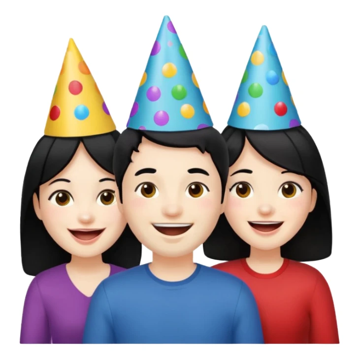 4 people with black hair and white skin sticker