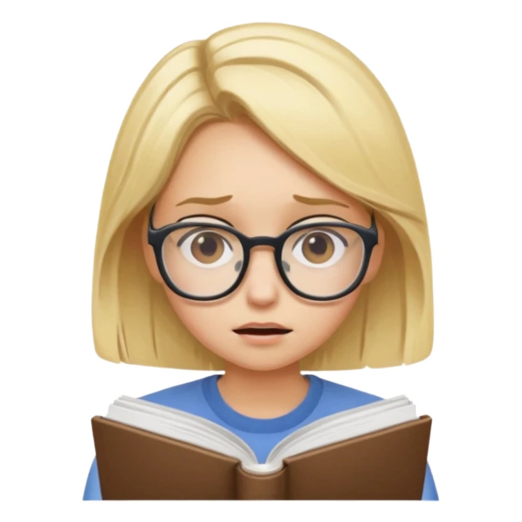 Create a blonde girls that is stressed because of studying. sticker